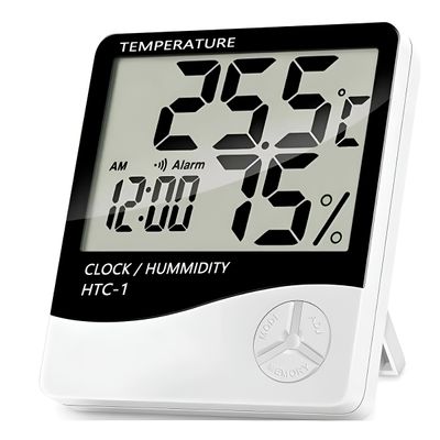 Termômetro Higrômetro Digital com Relógio – Monitoramento de Temperatura e Umidade
