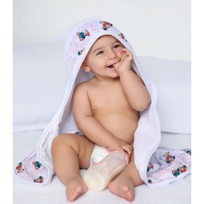 Toalha Com Capuz Bebê Vivaldi Rosa UN / Rosa