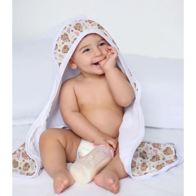 Toalha Com Capuz Bebê Vivaldi Rosa UN / Rosa