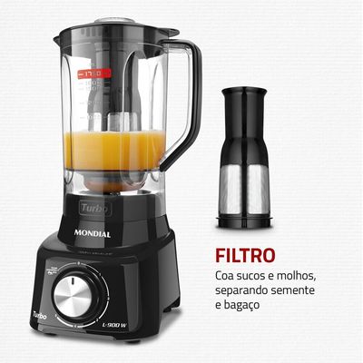 Liquidificador Turbo 2,7 Litros, 900W L-900-FB Mondial Preto / 220V
