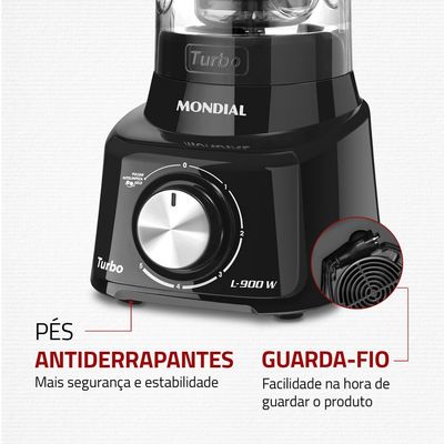 Liquidificador Turbo 2,7 Litros, 900W L-900-FB Mondial Preto / 110V