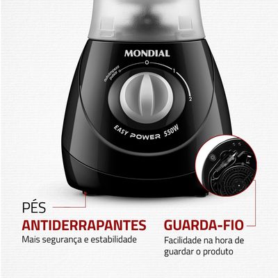 Liquidificador Easy Power, 550W L-550-BC Mondial Preto / 110V