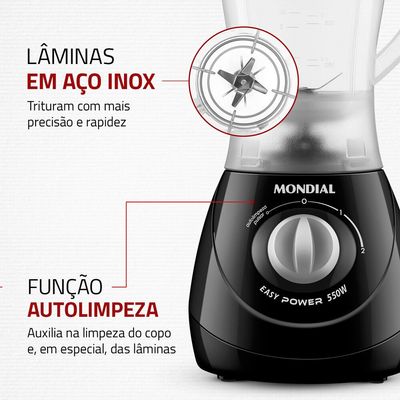 Liquidificador Easy Power, 550W L-550-BC Mondial Preto / 110V