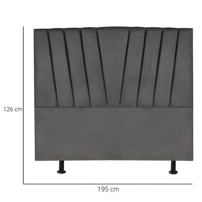Cabeceira Estofada Cama Box King 195 Cm Louise Corino cinza