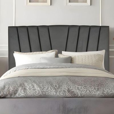 Cabeceira Estofada Cama Box King 195 Cm Louise Corino cinza
