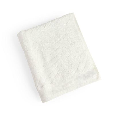 Toalha De Rosto Native Fio Penteado Jacquard Folhas 01 Peça 100% Algodão - Off White