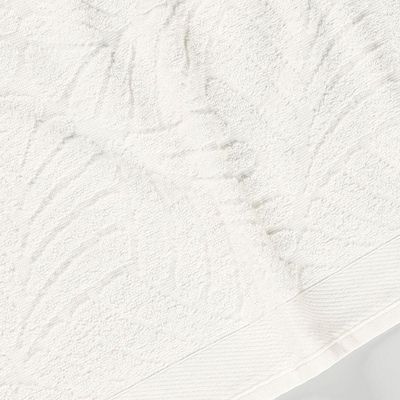 Toalha De Rosto Native Fio Penteado Jacquard Folhas 01 Peça 100% Algodão - Off White