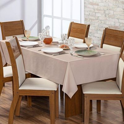 Toalha De Mesa 6 Lugares Térmica Impermeável 1,40 M X 2,00 M 100% Policloreto De Vinila - Avelã