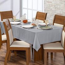 Toalha De Mesa 6 Lugares Térmica Impermeável 1,40 M X 2,00 M 100% Policloreto De Vinila - Cinza