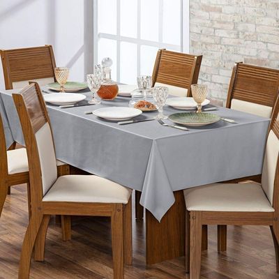 Toalha De Mesa 6 Lugares Térmica Impermeável 1,40 M X 2,00 M 100% Policloreto De Vinila - Cinza