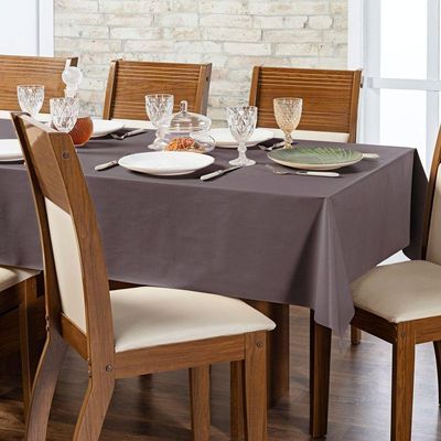 Toalha De Mesa 8 Lugares Térmica Impermeável 1,40 M X 2,50 M 100% Policloreto De Vinila - Marrom