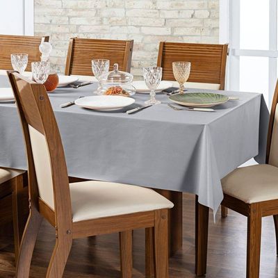 Toalha De Mesa 8 Lugares Térmica Impermeável 1,40 M X 2,50 M 100% Policloreto De Vinila - Cinza