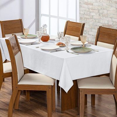 Toalha De Mesa 6 Lugares Térmica Impermeável 1,40 M X 2,00 M 100% Policloreto De Vinila - Branca