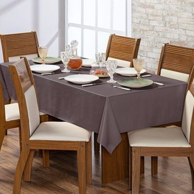 Toalha De Mesa 6 Lugares Térmica Impermeável 1,40 M X 2,00 M 100% Policloreto De Vinila - Marrom
