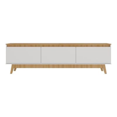 Rack Para Tv Até 80 Polegadas 180cm 3 Portas Retrô Multimóveis MP1103 Madeirado-branco