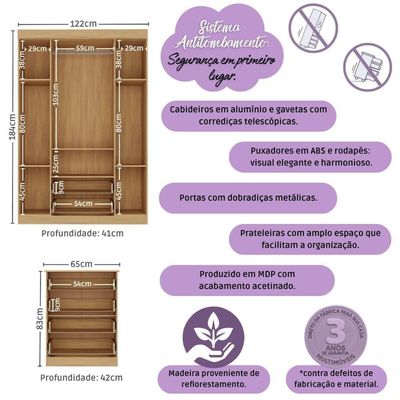 Quarto De Bebê Completo Com Berço Americano 3 Em 1 Encanto Multimóveis MP4585 Madeirado-branco