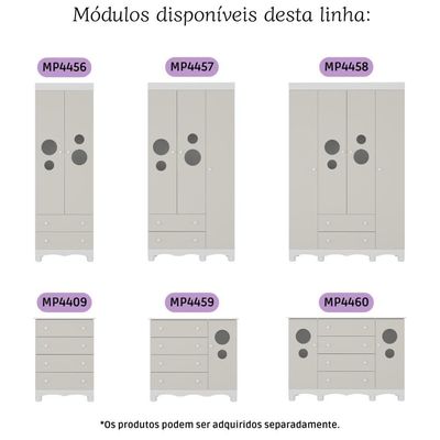 Quarto De Bebê Completo Berço Americano 3 Em 1 Colchão Suspiro Multimóveis MP4636 Branco-off White
