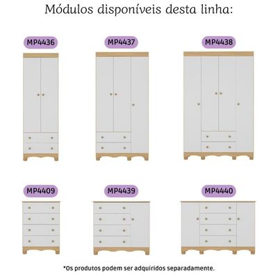 Quarto De Bebê Completo Berço Americano 3 Em 1 Colchão Dengo Multimóveis MP4612 Madeirado-branco