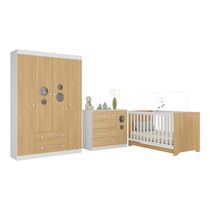 Quarto De Bebê Completo Com Berço Americano 3 Em 1 Pirulito Multimóveis MP4613 Branco-madeirado