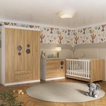Quarto De Bebê Completo Com Berço Americano 3 Em 1 Pirulito Multimóveis MP4613 Branco-madeirado