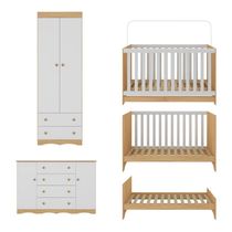Quarto De Bebê Completo Com Berço Americano 3 Em 1 Realeza Multimóveis MP4595 Madeirado-branco