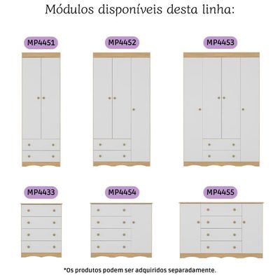 Quarto De Bebê Completo Com Berço Americano 3 Em 1 Realeza Multimóveis MP4595 Madeirado-branco