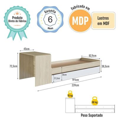 Cama Infantil Montessoriana Com Cama Auxiliar E Escrivaninha Integrada Carvalho Araguaia