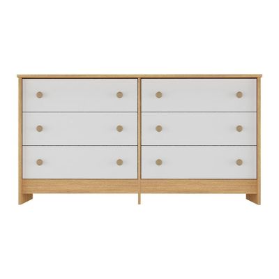 Cômoda Infantil 136cm Com 6 Gavetas Flex Multimóveis MP4262 - Madeirado-branco