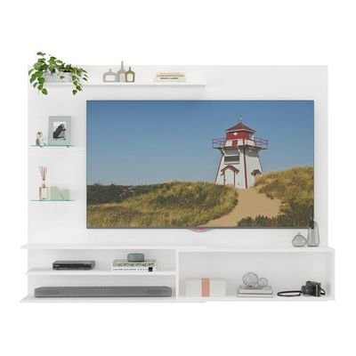 Painel Para Tv Até 65 Polegadas 1 Porta E Prateleiras Multimóveis MP1064 Branco