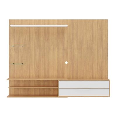 Painel Com Suporte Para Tv Até 65 Polegadas 1 Porta E Prateleiras Multimóveis MP1073 Rustic-branco