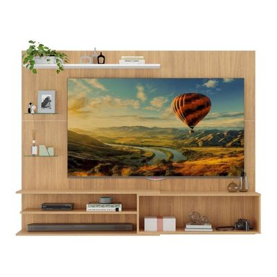 Painel Com Suporte Para Tv Até 65 Polegadas 1 Porta E Prateleiras Multimóveis MP1073 Rustic-branco