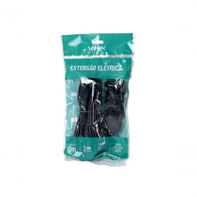 Extensão Elétrica 3 Tomadas Pp Plano 3x0,75 5m Preta