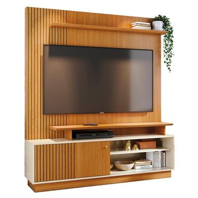 Estante Home Theater Ares Cinamomo/off White Para Tv Até 65” - Madetec Cinamomo/off White