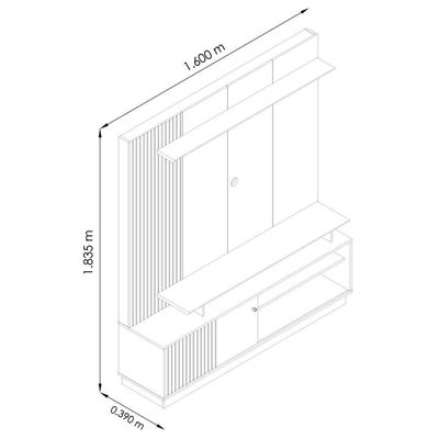 Estante Home Theater Ares Cinamomo/off White Para Tv Até 65” - Madetec Cinamomo/off White