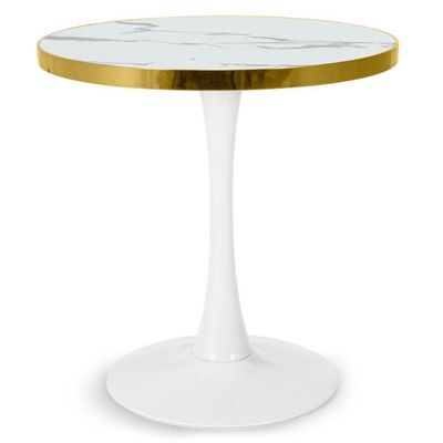 Conjunto Mesa De Jantar Redonda Majestic 70cm Branca Com 2 Cadeiras Estofadas Marcela - Cinza