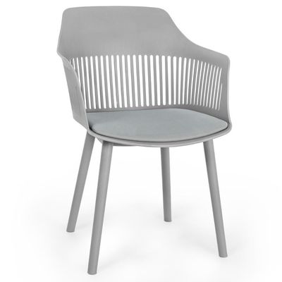 Conjunto Mesa De Jantar Redonda Majestic 70cm Branca Com 2 Cadeiras Estofadas Marcela - Cinza