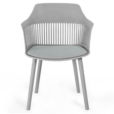 Conjunto Mesa De Jantar Redonda Majestic 70cm Branca Com 2 Cadeiras Estofadas Marcela - Cinza