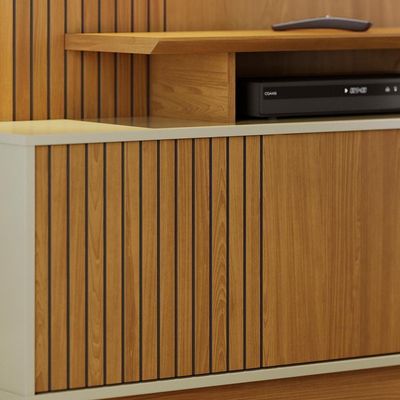 Estante Home Theater Ares Cumaru/opala Para Tv Até 65” Com Pés - Madetec Cumaru/opala