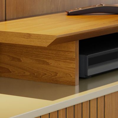 Estante Home Theater Ares Cumaru/opala Para Tv Até 65” Com Pés - Madetec Cumaru/opala