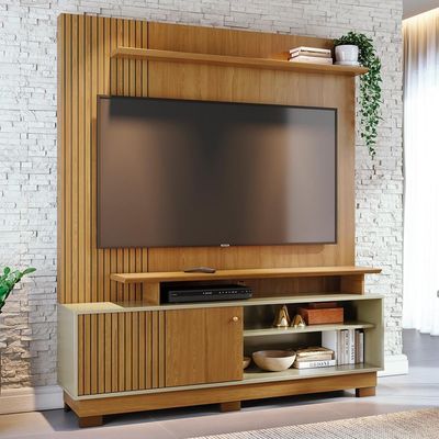 Estante Home Theater Ares Cumaru/opala Para Tv Até 65” Com Pés - Madetec Cumaru/opala