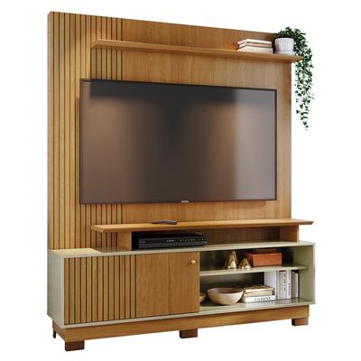 Estante Home Theater Ares Cumaru/opala Para Tv Até 65” Com Pés - Madetec Cumaru/opala