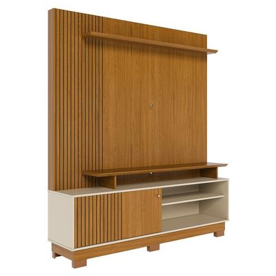 Estante Home Theater Ares Cinamomo/off White Para Tv Até 65” Com Pés - Madetec Cinamomo/off White