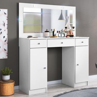 Camarim Penteadeira 3 Gavetas 2 Porta Com Led Viena Branco