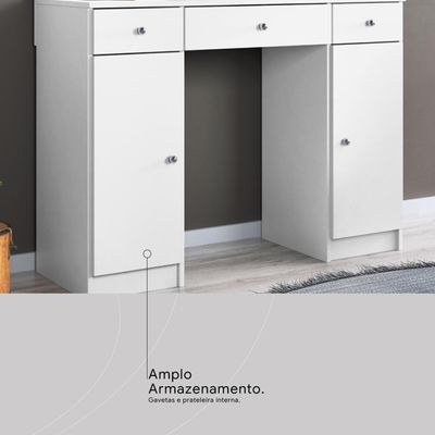 Camarim Penteadeira 3 Gavetas 2 Porta Com Led Viena Branco