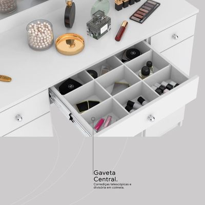 Camarim Penteadeira 3 Gavetas 2 Porta Com Led Viena Branco