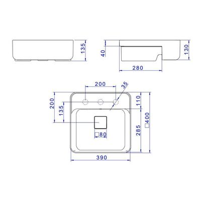 Cuba De Semiencaixe Deca Slim 40x40 L.61040.m.17 Quadrada Com Mesa Branca
