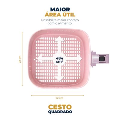 Air Fryer Rosa Britânia 5,5L Cesto Pinkstone 1500W BAFE53 127V