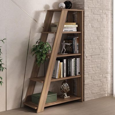 Estante Para Escritório Home Office Multiuso 5 Prateleiras Star A02 Nogal - Lyam Decor