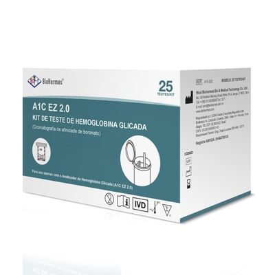 Kit Analisador Hemoglobina Glicada + 25 Testes Hemoglobina G