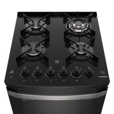 Fogão 4 bocas Electrolux Preto Experience c/ Mesa de Vidro, Grill e PerfectCook360 (FE4CP) 127V